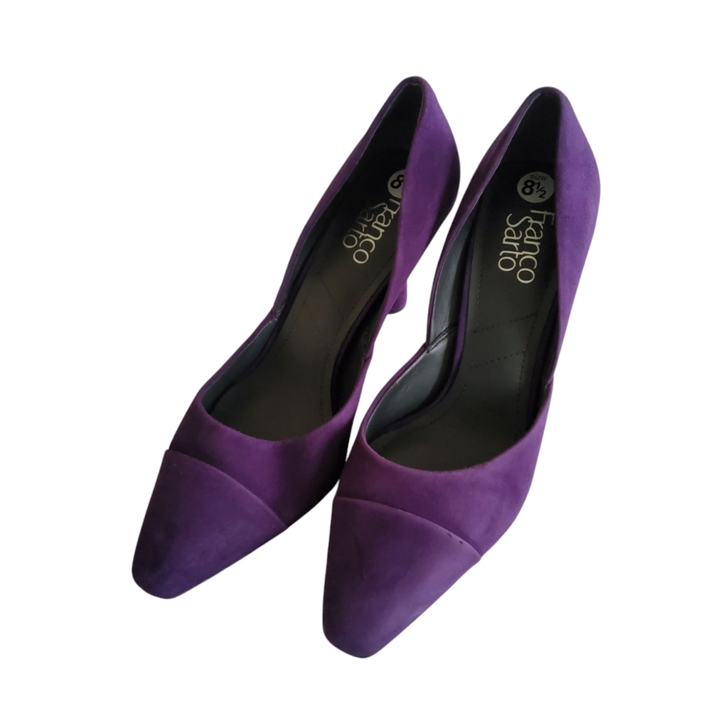 NEW Franco Sarto Mila Purple Suede Leather Almond Toe Pump Heels Size 8.5
